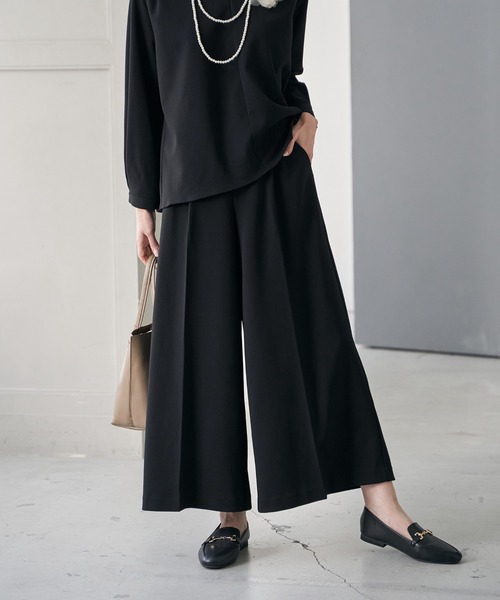 ikka（イッカ）の「【フォーマル対応／2点セット】GOKU楽 長袖フレアセット【洗濯機で洗える】（パンツドレス・レディース・ブラック/ネイビー・M/L/S/XL）」の8枚目の写真