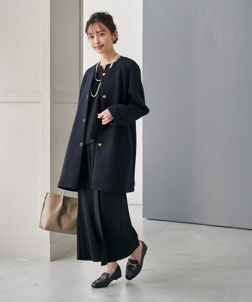 ikka（イッカ）の「【フォーマル対応／2点セット】GOKU楽 長袖フレアセット【洗濯機で洗える】（パンツドレス・レディース・ブラック/ネイビー・M/L/S/XL）」の3枚目の写真