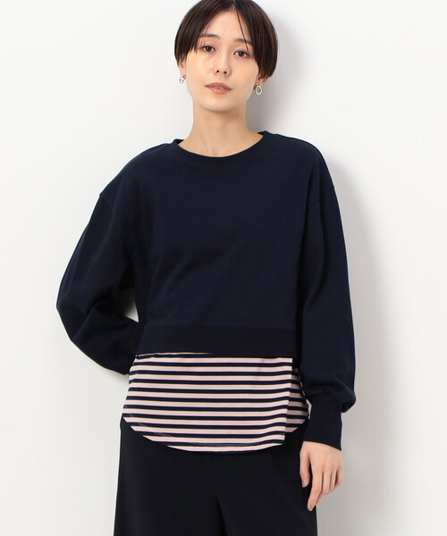 COMME CA(コムサ)の「〔 TALLサイズ 〕 【レイヤード】ミニ裏毛 プルオーバー(スウェット・レディース・カーキ/トップグレー/ネイビー・13号/15号)」の3枚目の写真