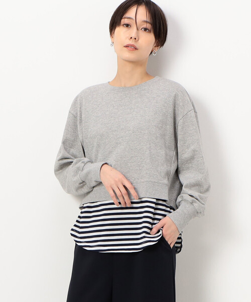 COMME CA(コムサ)の「〔 TALLサイズ 〕 【レイヤード】ミニ裏毛 プルオーバー(スウェット・レディース・カーキ/トップグレー/ネイビー・13号/15号)」の1枚目の写真