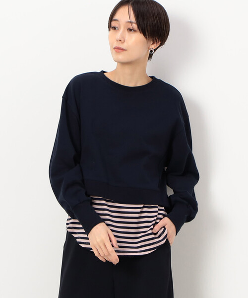 COMME CA(コムサ)の「〔 TALLサイズ 〕 【レイヤード】ミニ裏毛 プルオーバー(スウェット・レディース・カーキ/トップグレー/ネイビー・13号/15号)」の7枚目の写真