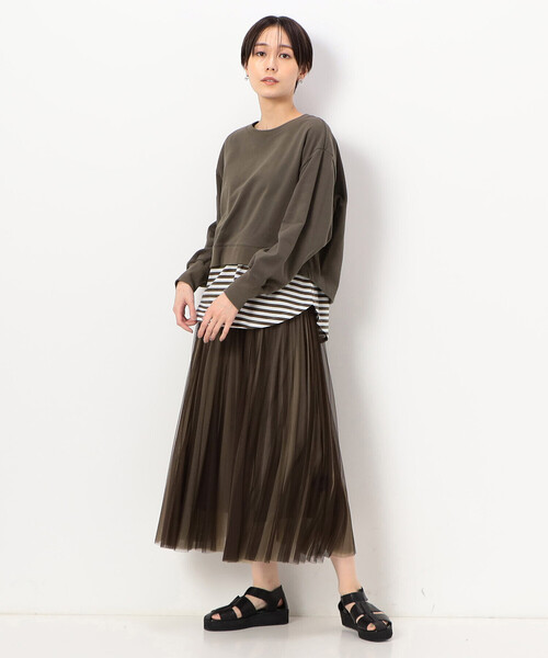 COMME CA(コムサ)の「〔 TALLサイズ 〕 【レイヤード】ミニ裏毛 プルオーバー(スウェット・レディース・カーキ/トップグレー/ネイビー・13号/15号)」の8枚目の写真