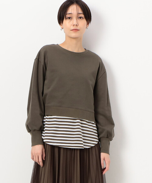 COMME CA(コムサ)の「〔 TALLサイズ 〕 【レイヤード】ミニ裏毛 プルオーバー(スウェット・レディース・カーキ/トップグレー/ネイビー・13号/15号)」の9枚目の写真