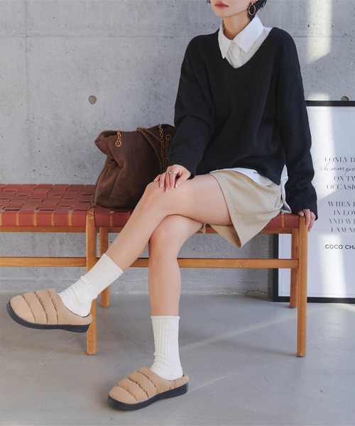 KOBE LETTUCE(コウベレタス)の「モックシューズ ウィンターサンダル(サンダル・レディース・カーキ/ブラック/ベージュ・L/M)」の9枚目の写真