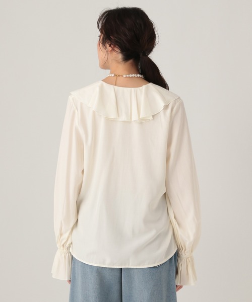 Elura（エルーラ）の「フリルVネックブラウス/634720（シャツ/ブラウス・レディース・オフホワイト/ライトブルー・FREE）」の13枚目の写真