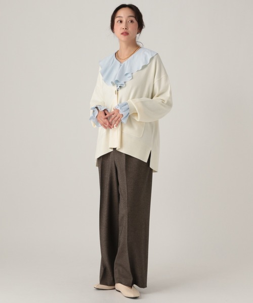 Elura（エルーラ）の「フリルVネックブラウス/634720（シャツ/ブラウス・レディース・オフホワイト/ライトブルー・FREE）」の10枚目の写真