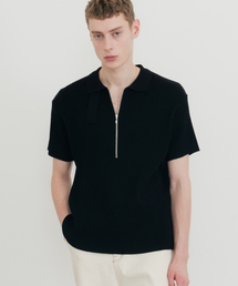 SSIN AND LEE（シンアンドリー）の「Lounge Half Knit Polo Shirt Black（ニット/セーター）」