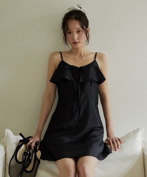 ADAUL(アダウル)の「Flare ruffle ribbon sleeveless mini dress - navy(ワンピース・レディース・ネイビー・SMALL/MEDIUM)」の1枚目の写真