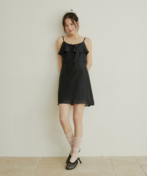 ADAUL(アダウル)の「Flare ruffle ribbon sleeveless mini dress - navy(ワンピース・レディース・ネイビー・SMALL/MEDIUM)」の4枚目の写真