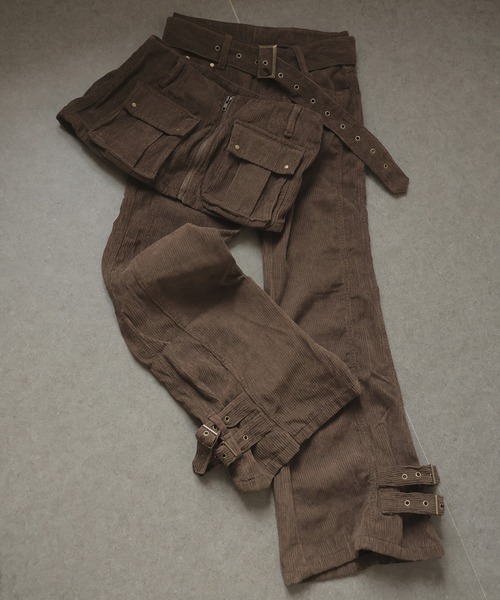 Ulysses（ユリシス）の「レイヤードコーデュロイワイドパンツ（その他パンツ・レディース・ブラウン・L/M）」の3枚目の写真