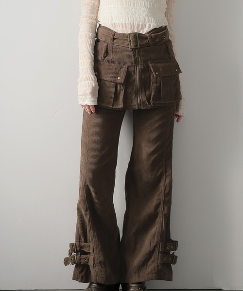 Ulysses（ユリシス）の「レイヤードコーデュロイワイドパンツ（その他パンツ・レディース・ブラウン・L/M）」の2枚目の写真