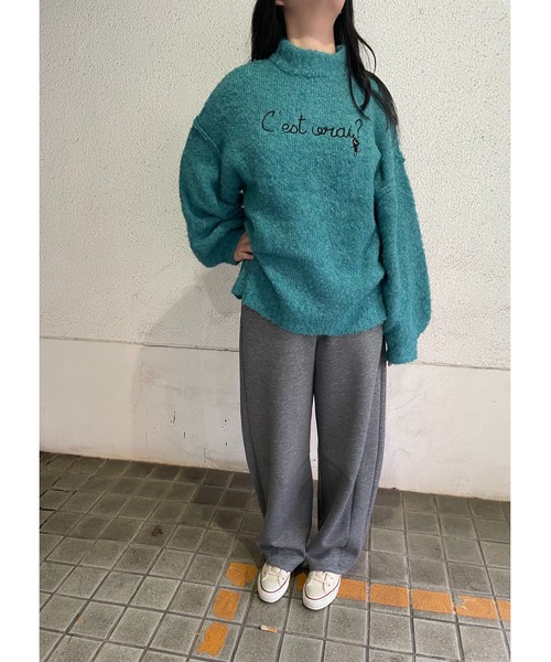 Rydia(リディア)の「ブークレニットコビニャープルオーバー(ニット/セーター・レディース・スミクロ/ブルー系その他/アイボリー・M)」の1枚目の写真