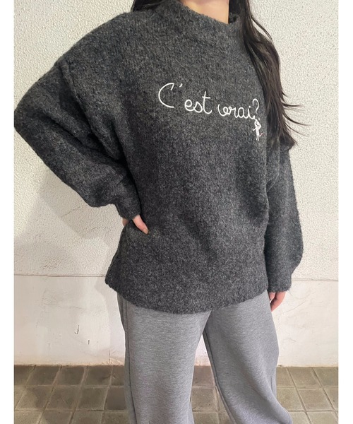 Rydia(リディア)の「ブークレニットコビニャープルオーバー(ニット/セーター・レディース・スミクロ/ブルー系その他/アイボリー・M)」の3枚目の写真