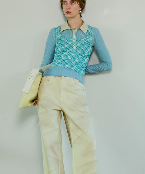 MAISON SPECIAL（メゾンスペシャル）の「Three-Piece Sheer Polo Top/スリーピースシアーポロトップ（ポロシャツ・レディース・ミント/ブルー/ブラック・FREE）」の5枚目の写真