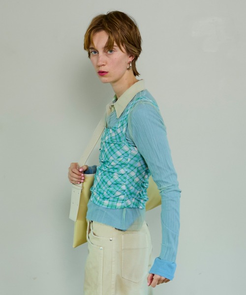 MAISON SPECIAL（メゾンスペシャル）の「Three-Piece Sheer Polo Top/スリーピースシアーポロトップ（ポロシャツ・レディース・ミント/ブルー/ブラック・FREE）」の6枚目の写真