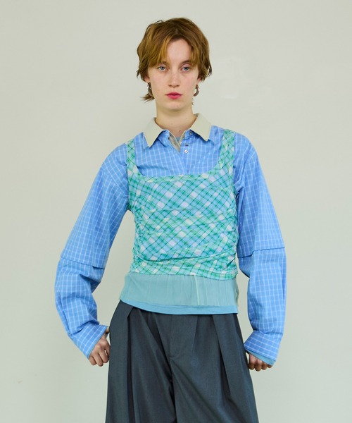 MAISON SPECIAL（メゾンスペシャル）の「Three-Piece Sheer Polo Top/スリーピースシアーポロトップ（ポロシャツ・レディース・ミント/ブルー/ブラック・FREE）」の8枚目の写真