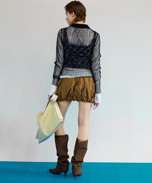 MAISON SPECIAL（メゾンスペシャル）の「Three-Piece Sheer Polo Top/スリーピースシアーポロトップ（ポロシャツ・レディース・ミント/ブルー/ブラック・FREE）」の13枚目の写真