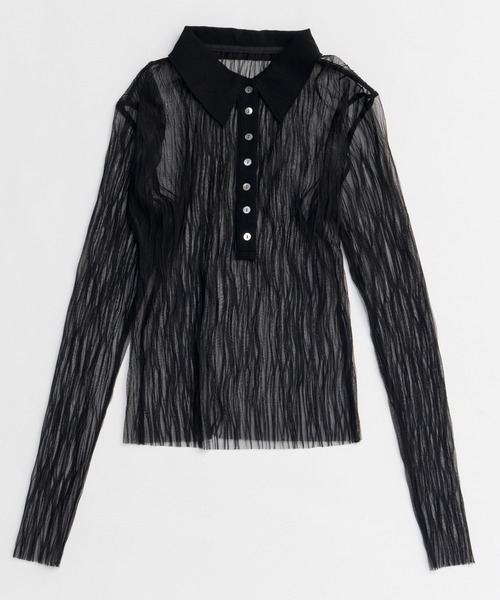 MAISON SPECIAL（メゾンスペシャル）の「Three-Piece Sheer Polo Top/スリーピースシアーポロトップ（ポロシャツ・レディース・ミント/ブルー/ブラック・FREE）」の18枚目の写真