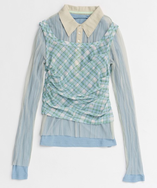 MAISON SPECIAL（メゾンスペシャル）の「Three-Piece Sheer Polo Top/スリーピースシアーポロトップ（ポロシャツ・レディース・ミント/ブルー/ブラック・FREE）」の19枚目の写真