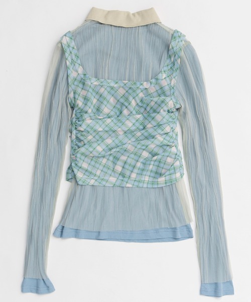 MAISON SPECIAL（メゾンスペシャル）の「Three-Piece Sheer Polo Top/スリーピースシアーポロトップ（ポロシャツ・レディース・ミント/ブルー/ブラック・FREE）」の20枚目の写真