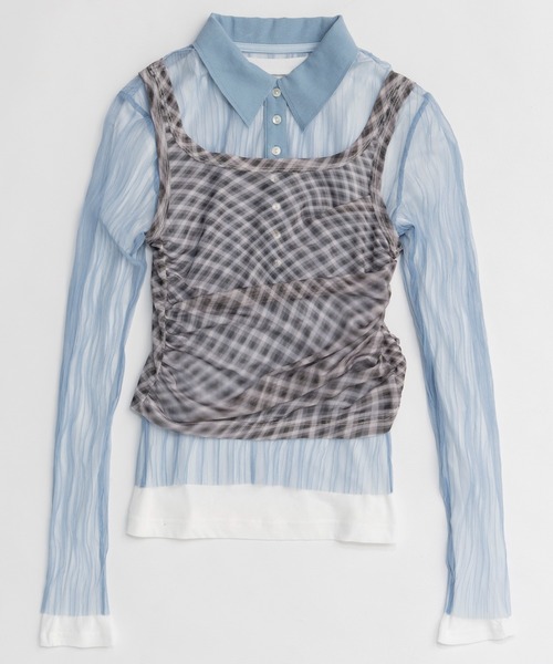 Three-Piece Sheer Polo Top/スリーピースシアーポロトップ