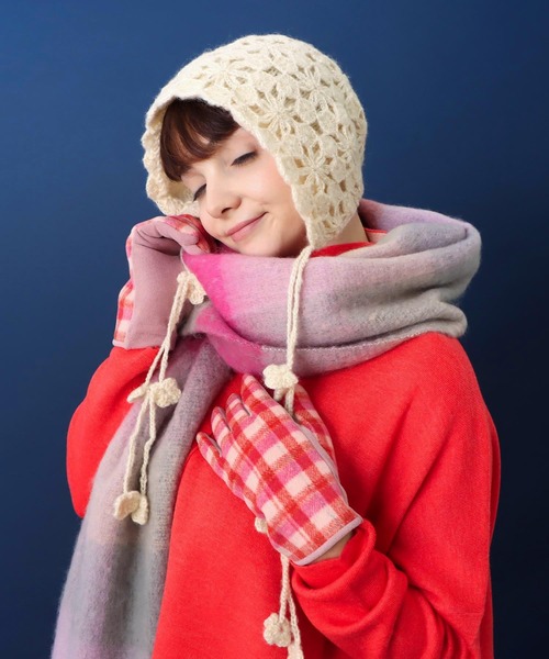 Three Four Time（ｽﾘｰﾌｫｰﾀｲﾑ）の「レース編みキャップ（ニットキャップ/ビーニー・レディース・ブラック/アイボリー・FREE）」の11枚目の写真