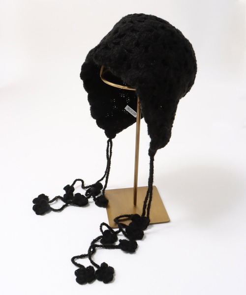 Three Four Time（ｽﾘｰﾌｫｰﾀｲﾑ）の「レース編みキャップ（ニットキャップ/ビーニー・レディース・ブラック/アイボリー・FREE）」の9枚目の写真