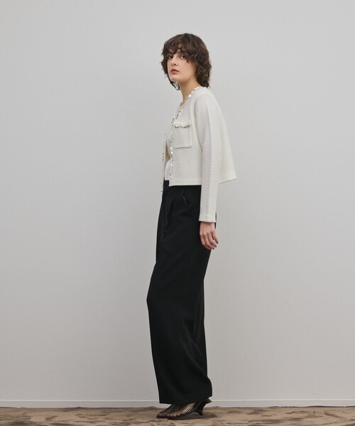 GRACE CONTINENTAL（グレースコンチネンタル）の「ブレードツイードニットジャケット（ノーカラージャケット・レディース・ホワイト/ブラック・36）」の4枚目の写真