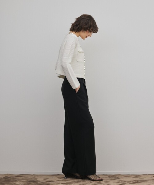 GRACE CONTINENTAL（グレースコンチネンタル）の「ブレードツイードニットジャケット（ノーカラージャケット・レディース・ホワイト/ブラック・36）」の6枚目の写真