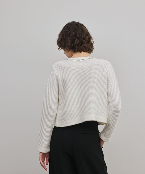 GRACE CONTINENTAL（グレースコンチネンタル）の「ブレードツイードニットジャケット（ノーカラージャケット・レディース・ホワイト/ブラック・36）」の20枚目の写真