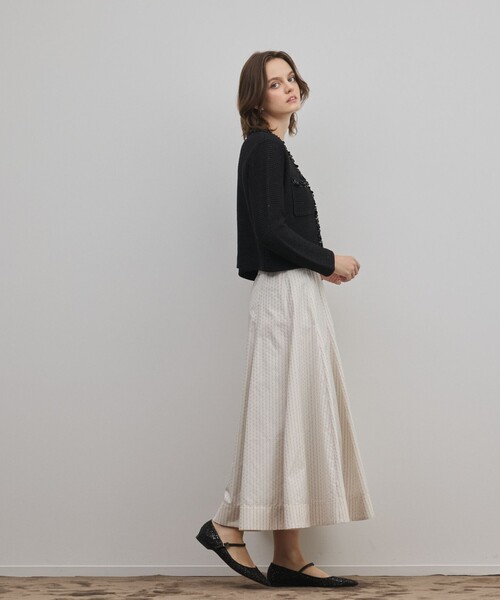 GRACE CONTINENTAL（グレースコンチネンタル）の「ブレードツイードニットジャケット（ノーカラージャケット・レディース・ホワイト/ブラック・36）」の16枚目の写真