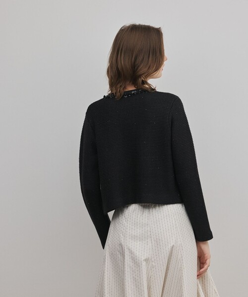 GRACE CONTINENTAL（グレースコンチネンタル）の「ブレードツイードニットジャケット（ノーカラージャケット・レディース・ホワイト/ブラック・36）」の8枚目の写真