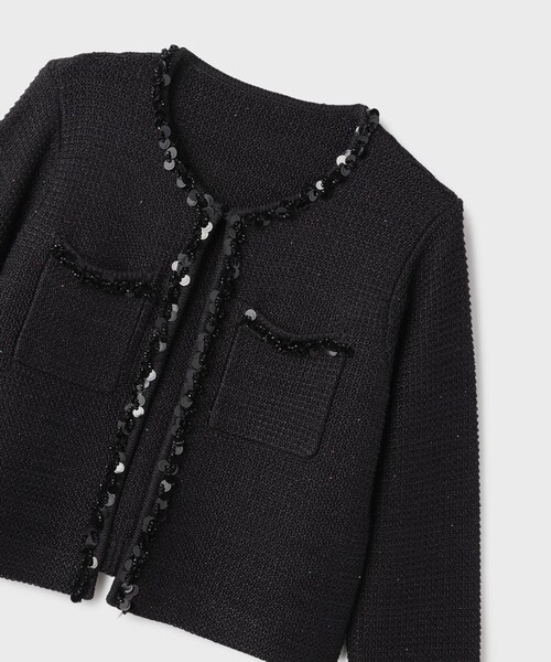 GRACE CONTINENTAL（グレースコンチネンタル）の「ブレードツイードニットジャケット（ノーカラージャケット・レディース・ホワイト/ブラック・36）」の12枚目の写真