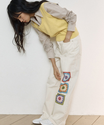 ROCCI ROCCI（ロッシロッシ）の「ROCCI ROCCI x GRAFIKUS Crochet Jeans [CREAM]（デニムパンツ）」