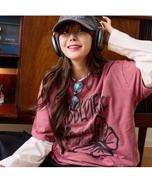 BUBBLPIECE（バブルピース）の「Bubble Piece Butterfly Pigment T-Shirt_Burgundy（Tシャツ/カットソー）」