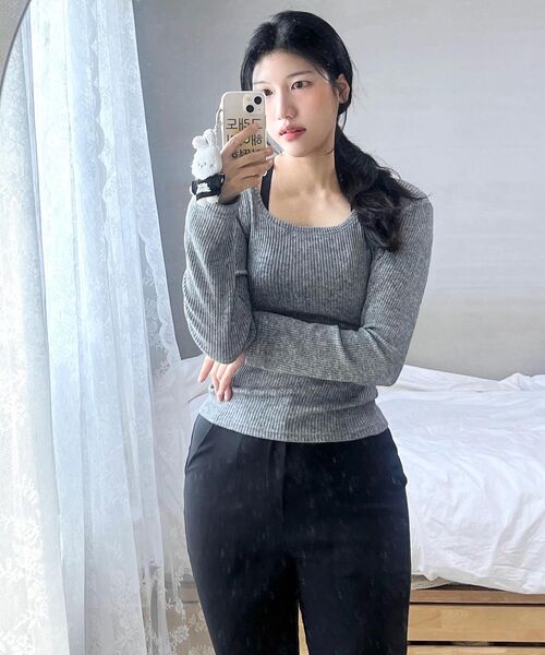 GCLIP(ジクリップ)の「シークレットバンディング スパン ブーツカット ロング スラックス(スラックス・レディース・ブラック・SMALL/MEDIUM/LARGE/X-LARGE)」の13枚目の写真