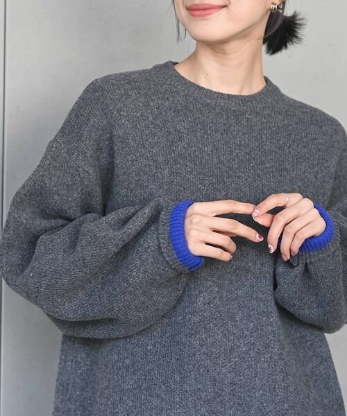 rps(アールピーエス)の「配色ニットプルオーバー(ニット/セーター・レディース・グレー系その他/グレイッシュベージュ/杢グレー・フリー)」の8枚目の写真
