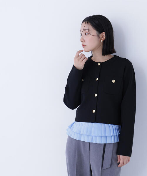 NATURAL BEAUTY BASIC（ナチュラルビューティーベーシック）の「◇エンブレムボタンニットジャケット（カーディガン/ボレロ・レディース・イエロー/ブラック/ピンク/オフホワイト・FREE）」の8枚目の写真