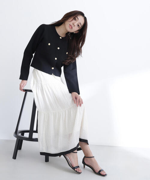 NATURAL BEAUTY BASIC（ナチュラルビューティーベーシック）の「◇エンブレムボタンニットジャケット（カーディガン/ボレロ・レディース・イエロー/ブラック/ピンク/オフホワイト・FREE）」の10枚目の写真