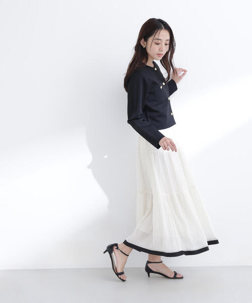 NATURAL BEAUTY BASIC（ナチュラルビューティーベーシック）の「◇エンブレムボタンニットジャケット（カーディガン/ボレロ・レディース・イエロー/ブラック/ピンク/オフホワイト・FREE）」の12枚目の写真