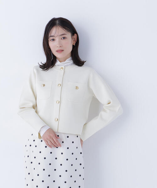 NATURAL BEAUTY BASIC（ナチュラルビューティーベーシック）の「◇エンブレムボタンニットジャケット（カーディガン/ボレロ・レディース・イエロー/ブラック/ピンク/オフホワイト・FREE）」の15枚目の写真