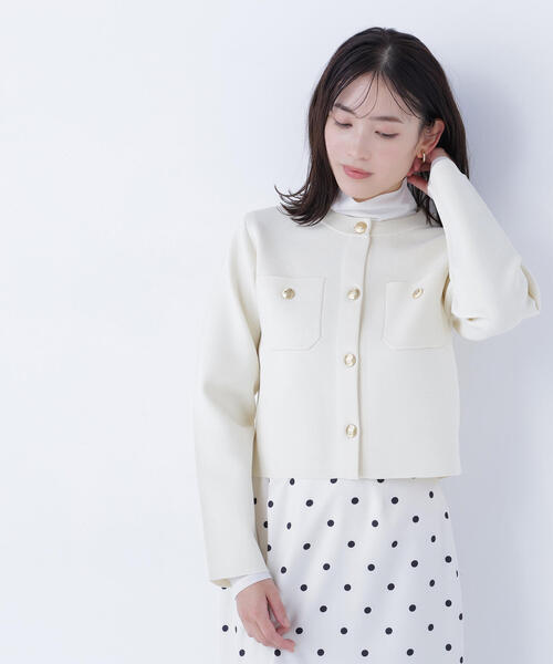 NATURAL BEAUTY BASIC（ナチュラルビューティーベーシック）の「◇エンブレムボタンニットジャケット（カーディガン/ボレロ・レディース・イエロー/ブラック/ピンク/オフホワイト・FREE）」の17枚目の写真