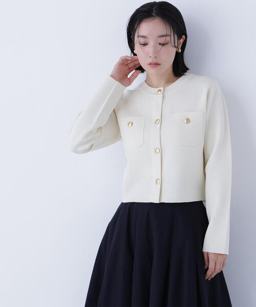 NATURAL BEAUTY BASIC（ナチュラルビューティーベーシック）の「◇エンブレムボタンニットジャケット（カーディガン/ボレロ・レディース・イエロー/ブラック/ピンク/オフホワイト・FREE）」の21枚目の写真