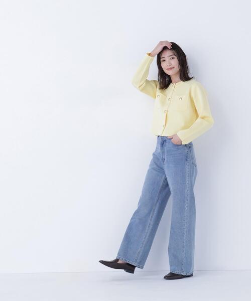 NATURAL BEAUTY BASIC（ナチュラルビューティーベーシック）の「◇エンブレムボタンニットジャケット（カーディガン/ボレロ・レディース・イエロー/ブラック/ピンク/オフホワイト・FREE）」の9枚目の写真