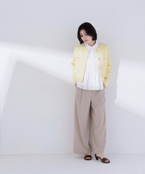 NATURAL BEAUTY BASIC（ナチュラルビューティーベーシック）の「◇エンブレムボタンニットジャケット（カーディガン/ボレロ・レディース・イエロー/ブラック/ピンク/オフホワイト・FREE）」の13枚目の写真