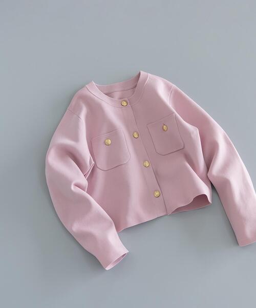 NATURAL BEAUTY BASIC（ナチュラルビューティーベーシック）の「◇エンブレムボタンニットジャケット（カーディガン/ボレロ・レディース・イエロー/ブラック/ピンク/オフホワイト・FREE）」の20枚目の写真