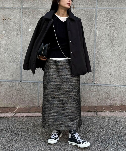 fredy emue（フレディエミュ）の「ラメツィードスカート（スカート・レディース・グレー/ブラック・36/38）」の9枚目の写真