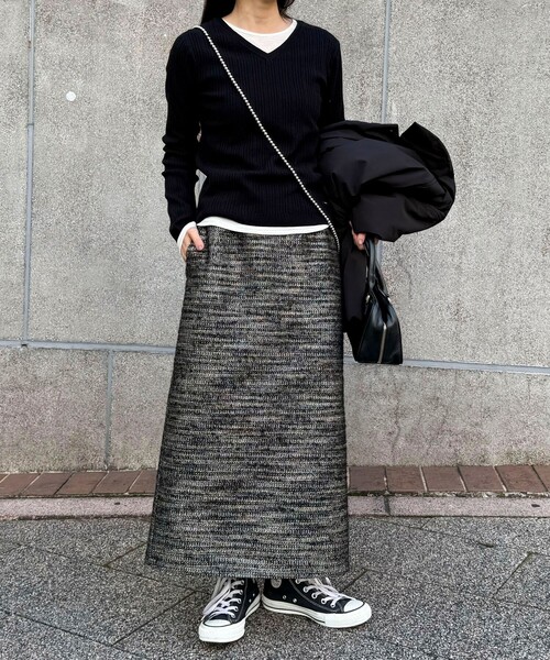 fredy emue（フレディエミュ）の「ラメツィードスカート（スカート・レディース・グレー/ブラック・36/38）」の12枚目の写真