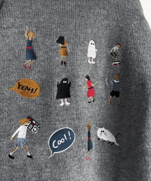 ONEP STAR(ワンピスター)の「刺繍入りデザインニット(ニット/セーター・レディース・ベージュ/グレー・FREE)」の14枚目の写真