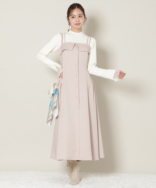 WILLSELECTION（ウィルセレクション）の「ギャザー切替ストラップキャミワンピース（ワンピース・レディース・ブラック/ブラウン系その他/ピンク/チャコールグレー・FREE）」の4枚目の写真